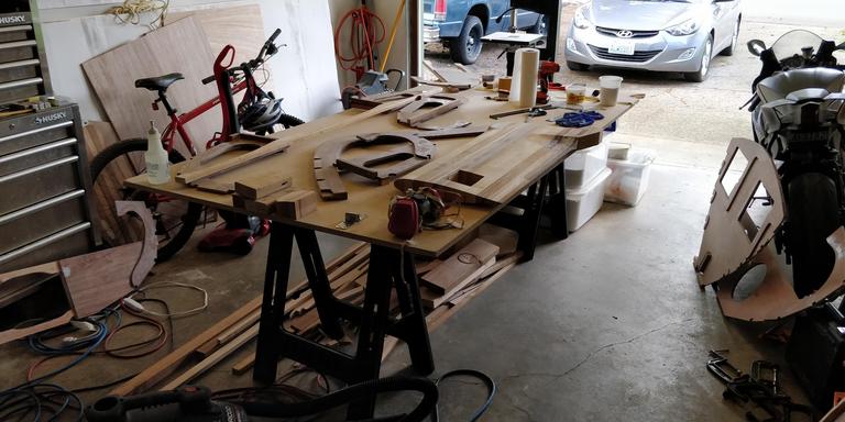 working on frames and centerboard