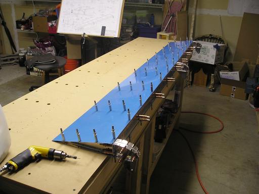 Upper skin cleco'd onto assembly