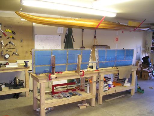 Nose ribs riveted into the Right horizontal stabilizer, starting the forward spar riveting