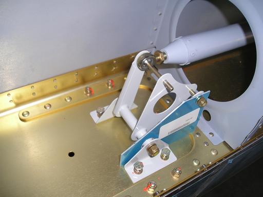 Bellcrank bolted to spar