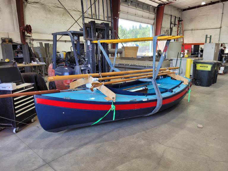 boat on forklift