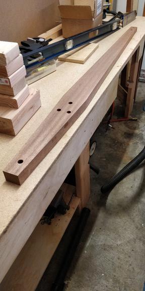 finished bowsprit blank with bolt holes ready for epoxy