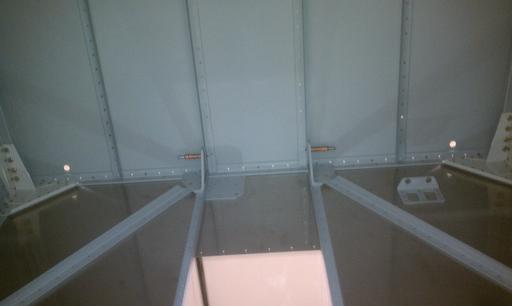 Looking up at floor stiffeners