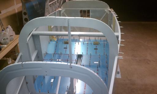 Looking down at cockpit floors