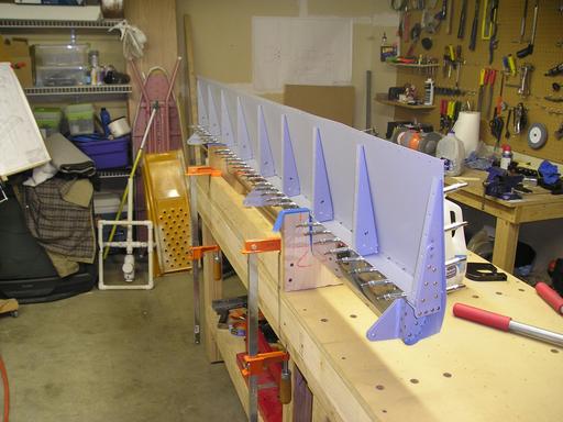 Upper skin cleco'd into place