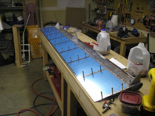 Cleco'd lower skin into place