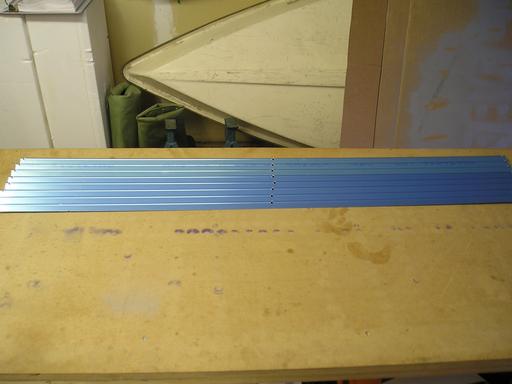 The rudder skin stiffeners before cutting
