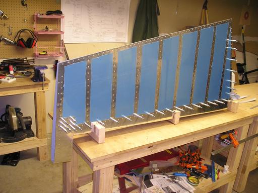 Cleco'd skin to rudder skeleton