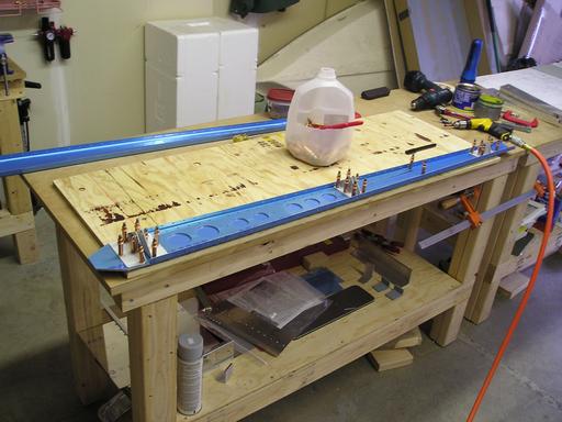 Assembling rear spar and doubler, plus hinge brackets
