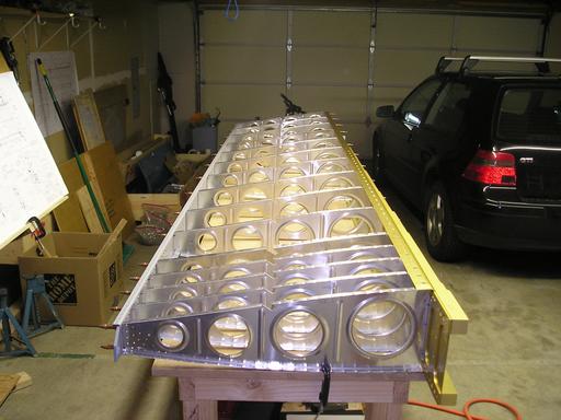 Ribs cleco'd to spars