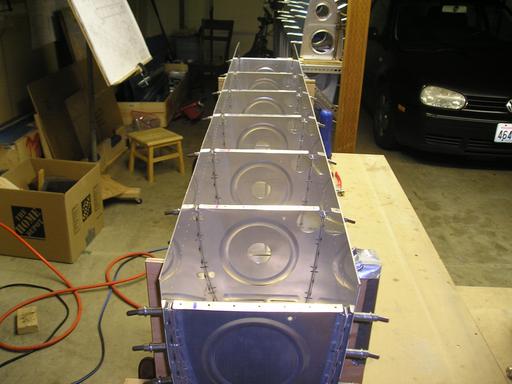 Ribs cleco'd into tank